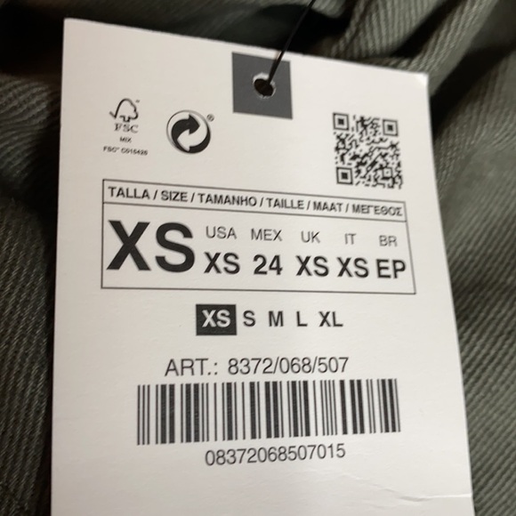 NWT. Zara Khaki Shiny Combined Jacket. Size XS. - Picture 7 of 9